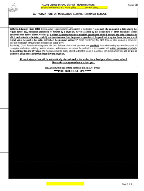 Medication at School (.rtf) Doc Template | pdfFiller