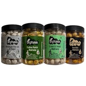 DryYumm Roasted Makhana Snack Combo – Himalayan Pink Salt, Pudina Punch ...