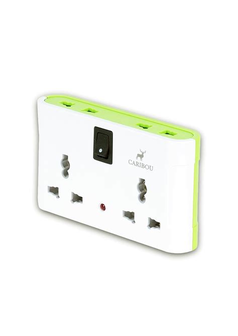 CARIBOU CBU-05 | 4 Way Multi Plug | 2 International Sockets | LED ...