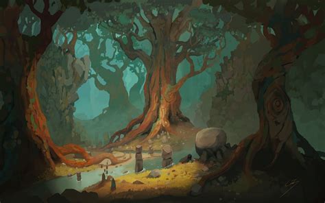 Download wallpaper 2560x1600 tree, river, stones, roots, art widescreen ...