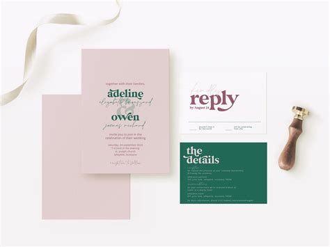 Pink and Green Wedding Invitation Suite | Invites, RSVP Reply Cards ...