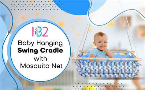132 Baby's Wooden Hanging Swing Cradle Set with Mosquito Net | 0-12 ...