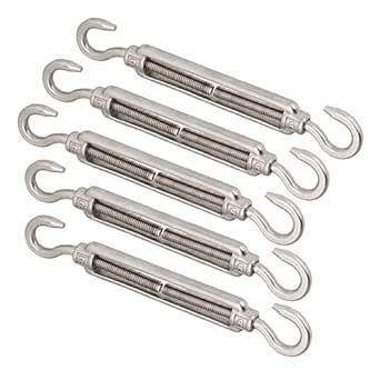 eoocvt Stainless Steel 304 Turnbuckle Wire Rope Tension Pack of 5 (M6 ...