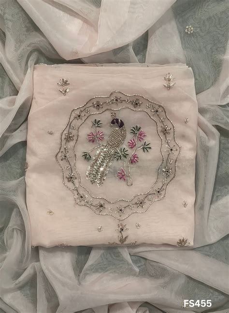 FS455 | Light Peach | Organza Suit | Party Wear | Wedding | Jaggo | Ri ...