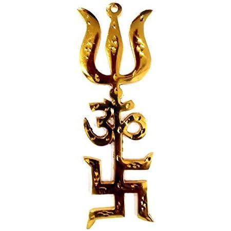 Buy Krisah® 6 inch Brass Trishakti Wall/ Door Hanging 2 pcs Online at ...