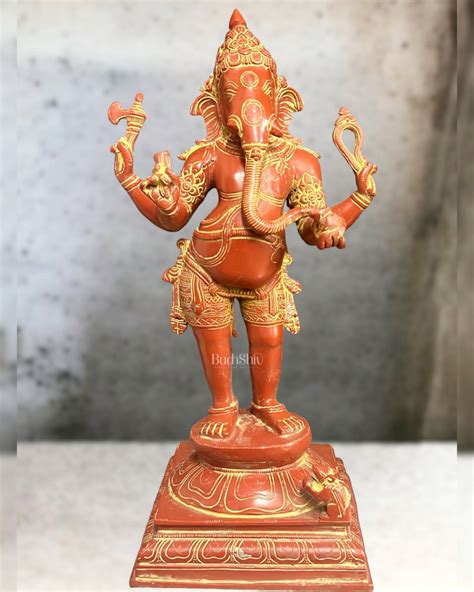 Buy Brass Standing Lord Ganesha Statue - 20 " - Budhshiv.com
