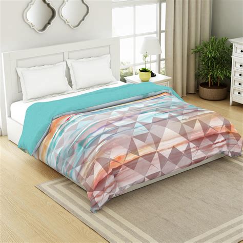 Buy SPACES Occasions Blue Geometric Printed Cotton King Quilt ...