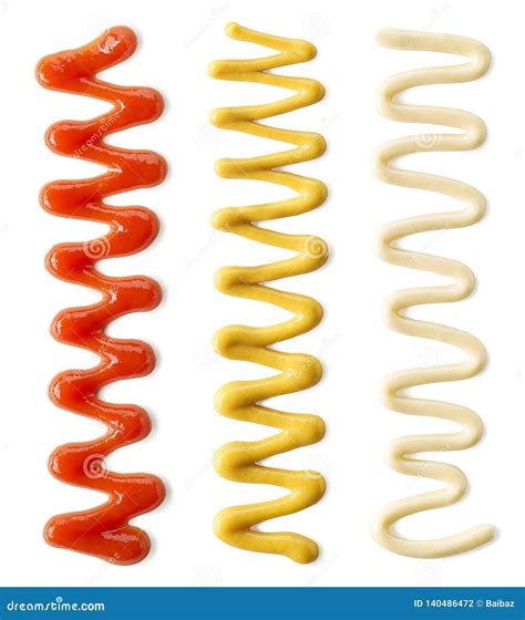 Drizzle of Tomato Ketchup, Mayonnaise and Mustard Stock Photo - Image ...