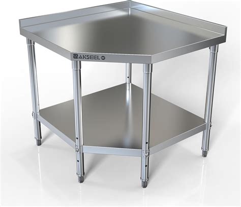 Akseel - Corner Stainless Steel Work Table - Food Prep Tables for ...