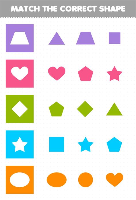 Geometric Shapes Matching Game Worksheet