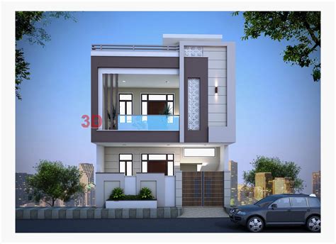 Best Ground and first floor 20x45 house design .... | 3D Elevation