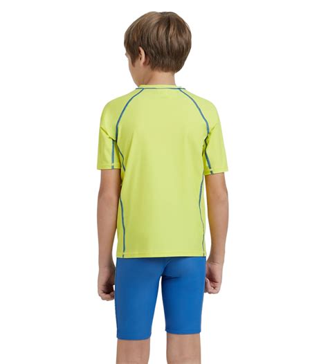 Buy Speedo Boy's Enduraflex Short Sleeve Suntop - Lemon Drizzle ...