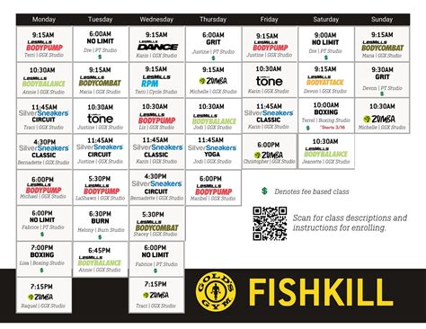 Gold's Gym Dutchess County Class Schedule