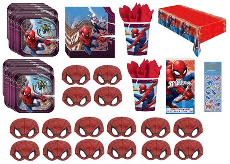 Spiderman Super Hero Birthday Party Supplies Bundle Pack includes 16 ...
