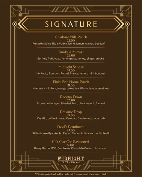 Menu - Midnight & The Wicked