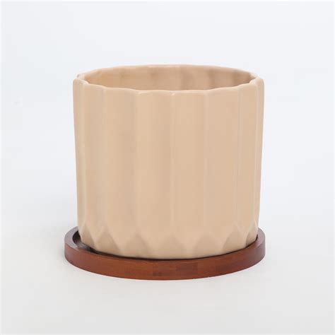 Buy Gloria Ceramic Planter with Wooden Stand from Home Centre at just ...