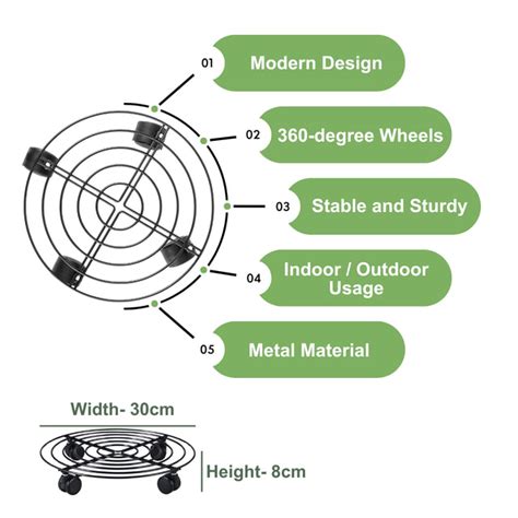 Round Metal Plant Stand with Wheels – Heavy-Duty 360° Rolling Base ...