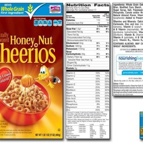 Printable Cheerios Nutrition Label