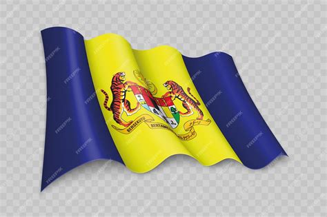 Premium Vector | 3d realistic waving flag of putrajaya is a state of malaysia