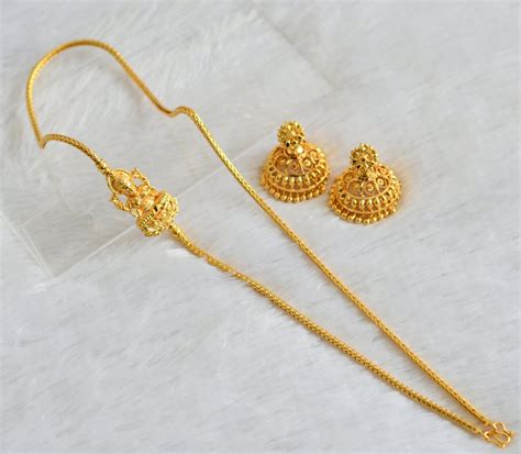 Gold tone 24 inches lakshmi mugaappu chain set dj-44961 – dreamjwell