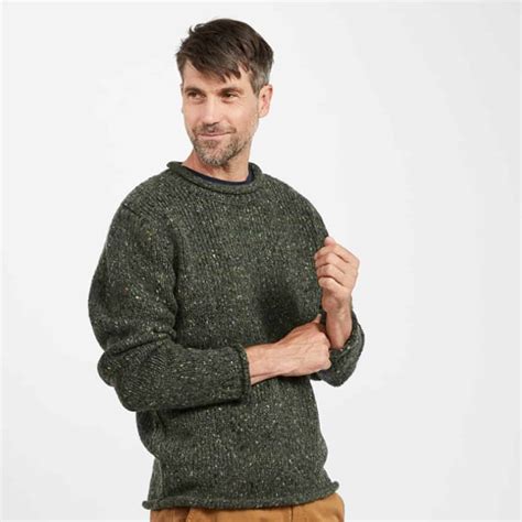 Irish Roll-Neck Fisherman Sweater – Green – Celtic Clothing Company