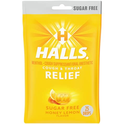 HALLS Relief Honey Lemon Sugar Free Cough Drops, 25 Drops HSA/FSA ...