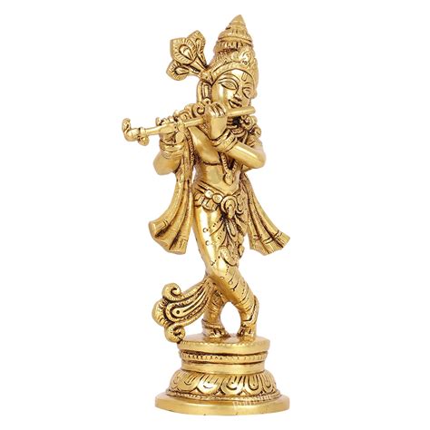 Brass Superfine Krishna Idol 9 Inch | Budhshiv.com