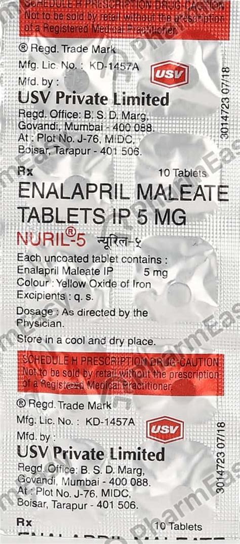 Encardil 5 MG Tablet (10): Uses, Side Effects, Price, Dosage ...