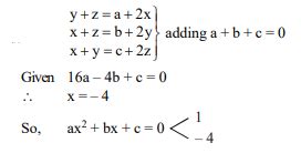 is consistent and b=4 a+(c/4), then the absolute value of sum of roots ...