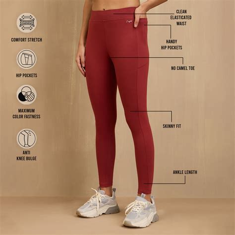 Comfort Leggings with Pockets!-NYAT401-Red – Nykd by Nykaa