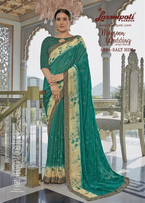 Laxmipati Monsoon Wedding 6886 Green Chiffon Saree – SANSKAR