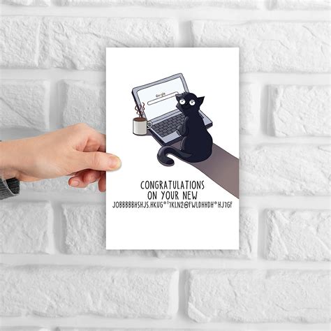 Buy Funny Cat New Job Card, Meow Card for a Cat Lover, Farewell Card ...