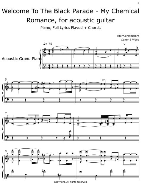 Welcome To The Black Parade - My Chemical Romance, for acoustic guitar ...