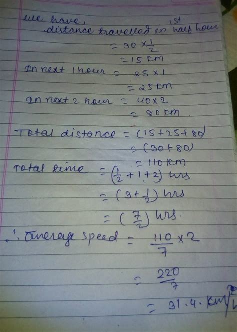 A car moves with the speed of 30 km/h for half an hour, 25km/h for one ...