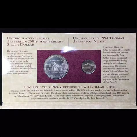 1993 Thomas Jefferson Coin & Currency Set incl. 1994-P SMS Frosted ...
