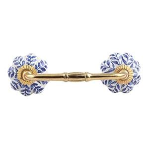 Indian-Shelf 1 Pack Ceramic Blue Door Handles Interior Floral Handles ...