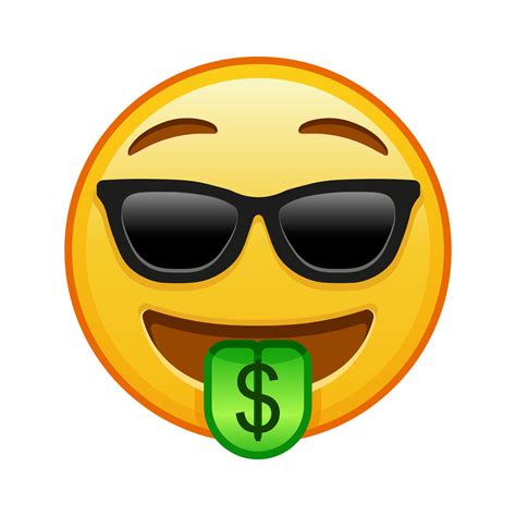Money-mouth face with sunglasses Large size of yellow emoji smile ...