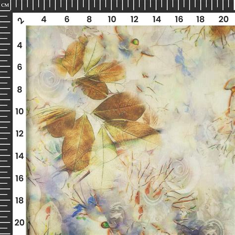 Oregano Green Leaf Printed Liquid Organza Fabric – Fabcurate