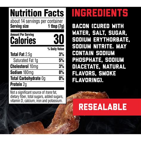 Bacon Nutrition Label