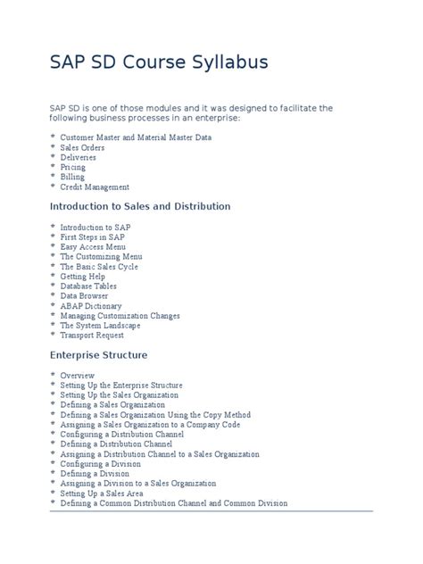 Image result for SAP Course Syllabus