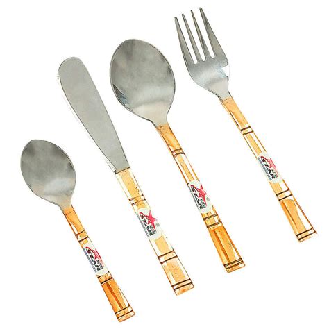 Buy Steel Copper 2 Spoons - 1 Fork - 1 Butter Spreader Knife Set ...