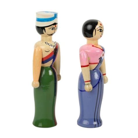 Traditional Wooden Thanjavur Couple Dolls – Handcrafted Indian Art
