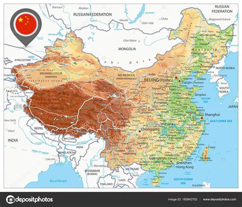 Physical features map of china