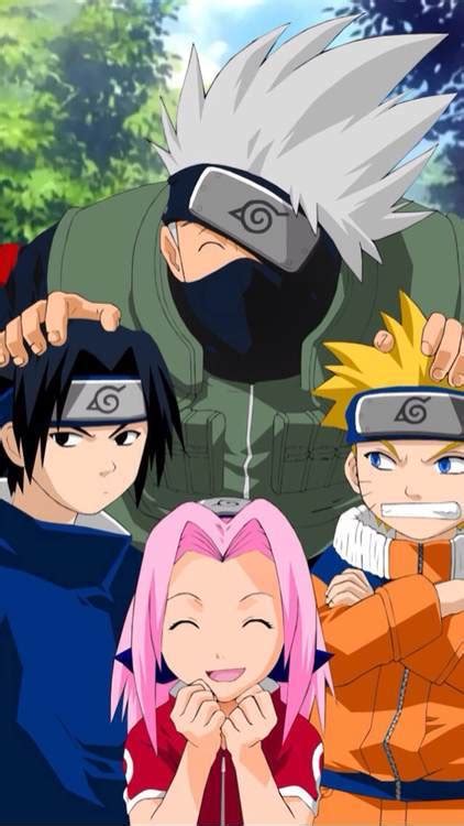 鸣人佐助小樱卡卡西合照 就是现在每集放完了会出现他们的合照,卡卡西