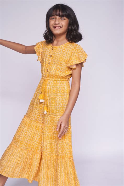 Buy Mustard Gathers or Pleats Geometric Jump Suit Online for Women from ...