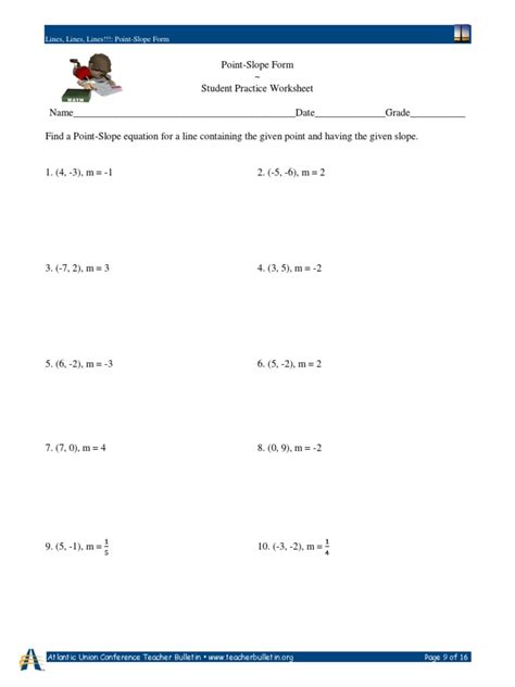 Image result for Point-Slope Equations Worksheet
