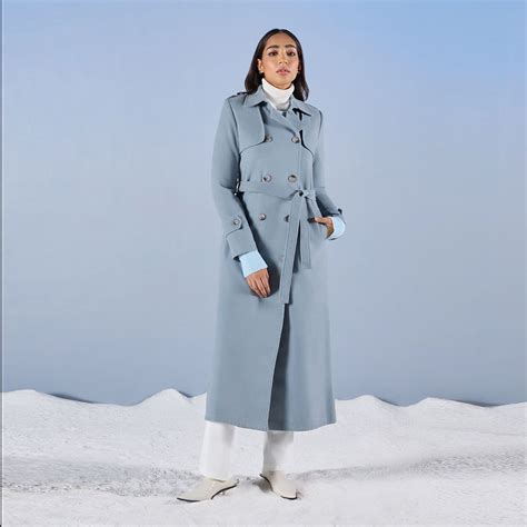 Buy RSVP by Nykaa Fashion Blue Solid Double Breasted Longline Overcoat ...