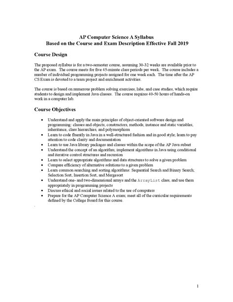 Image result for AA Computer Science Class Syllabus