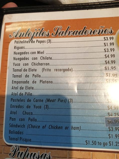 Menu at El Carbonero restaurant, Houston