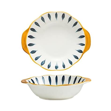 Buy Nestasia White and Blue Nitori Teardrop Ceramic Dish with Handles ...
